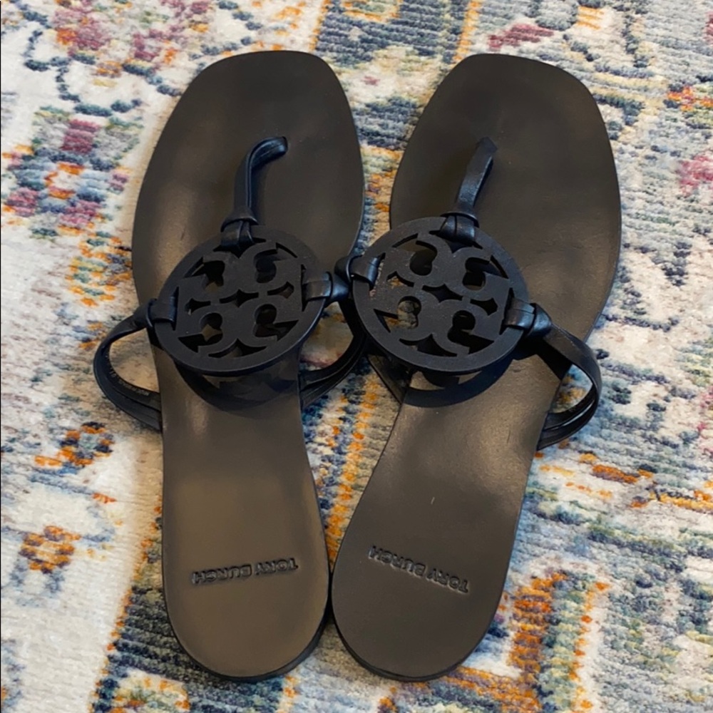 Tory Burch Navy Blue Leather Sandals 8.5